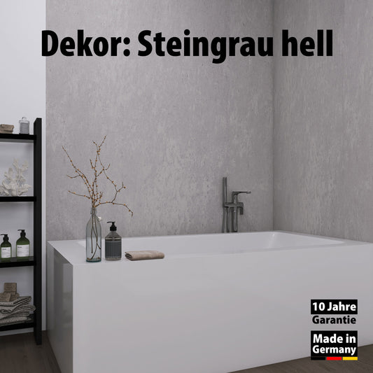 Bad mit Duschrückwand Dekor - Wallando Steingrau hell