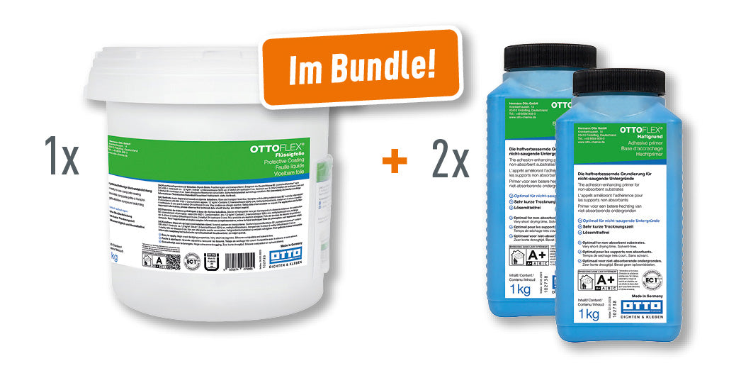 OTTOFLEX® Flüssigfolie - 7 kg mit 2x OTTOFLEX® Haftgrund - 1 kg - ausreichend für 5 m²