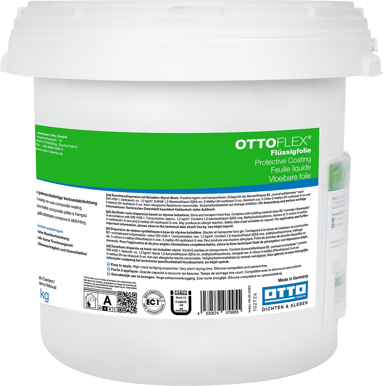 OTTOFLEX® Flüssigfolie - 7 kg mit 2x OTTOFLEX® Haftgrund - 1 kg - ausreichend für 5 m²