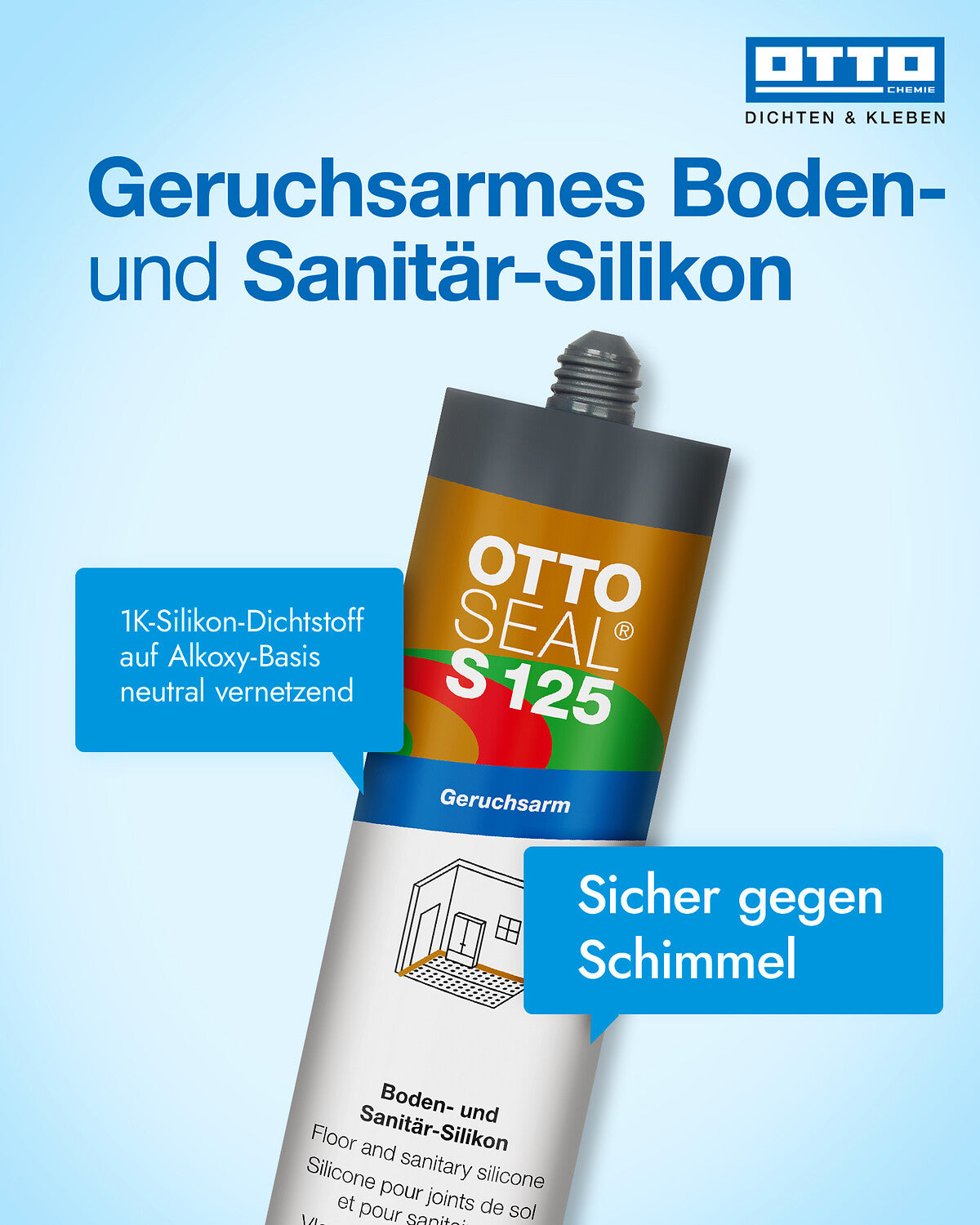 OTTOSEAL® S 125 – Sanitär-Silikon - 310 ml - verschieden Farben - 1 Kartusche pro Platte