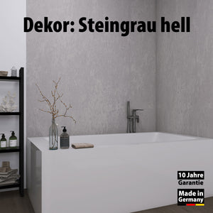 Bad mit Duschrückwand Dekor - Wallando Steingrau hell