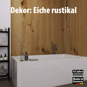 Bad mit Duschrückwand Dekor - Wallando Eiche rustikal