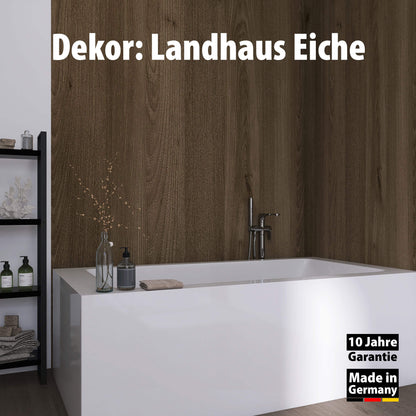 Bad mit Duschrückwand Dekor - Wallando Landhaus Eiche