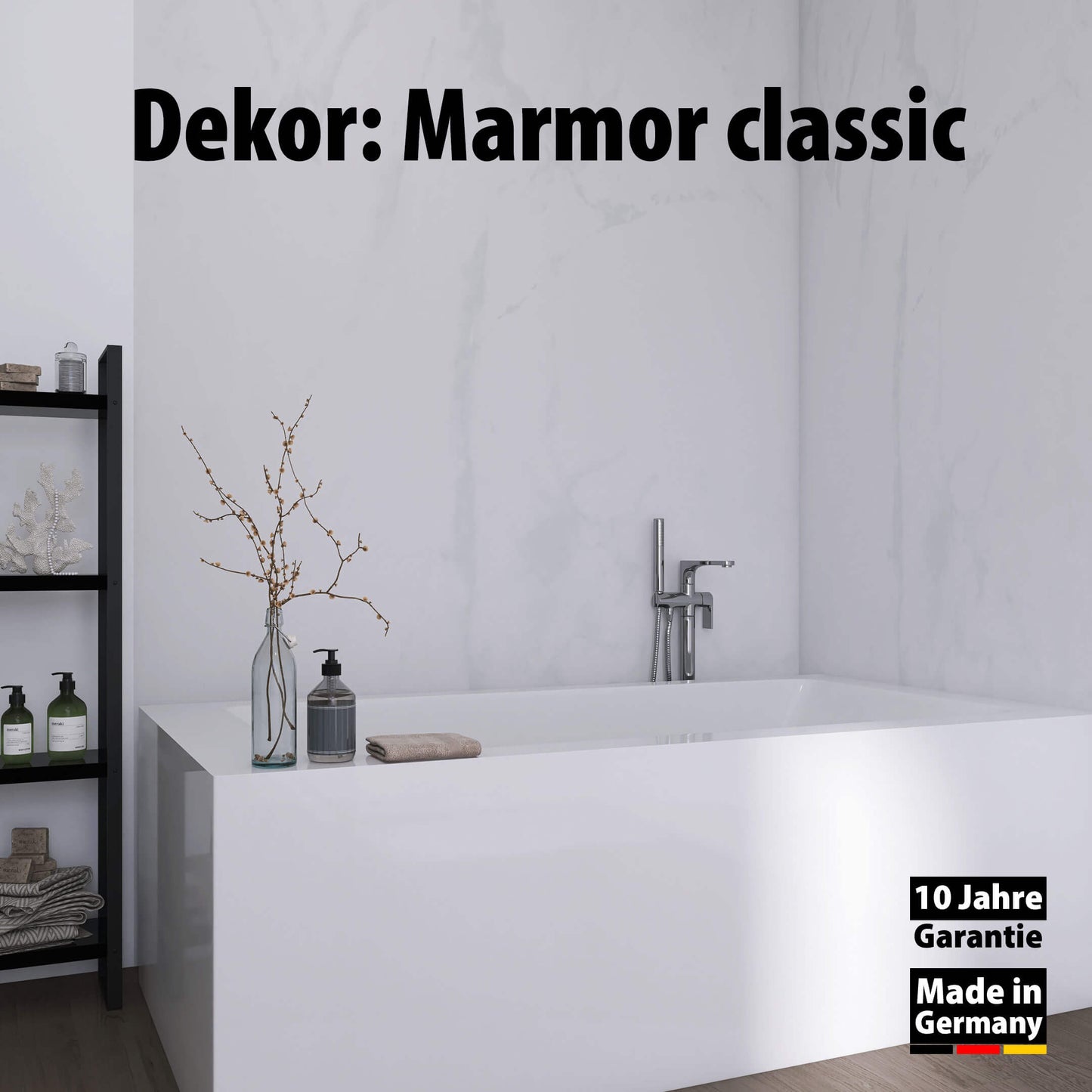Bad mit Duschrückwand Dekor - Wallando Marmor Classic