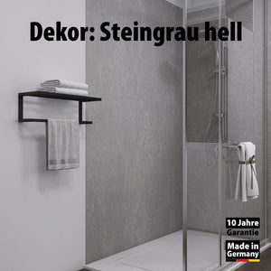 Dusche mit Duschrückwand Dekor - Wallando Steingrau hell