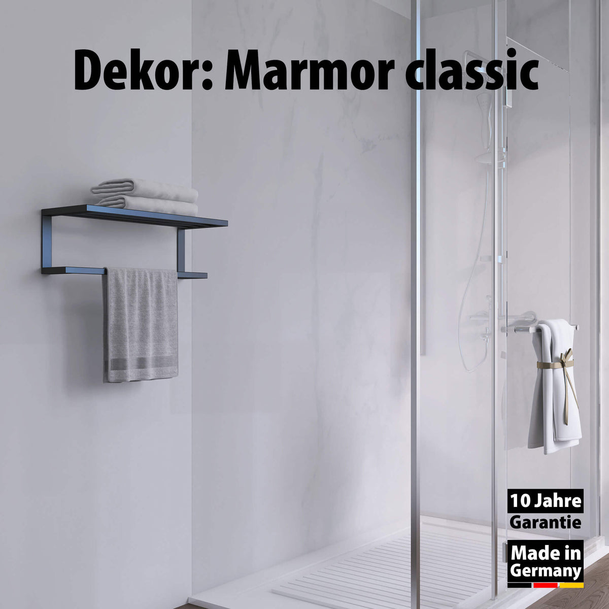 Dusche mit Duschrückwand Dekor - Wallando Marmor Classic