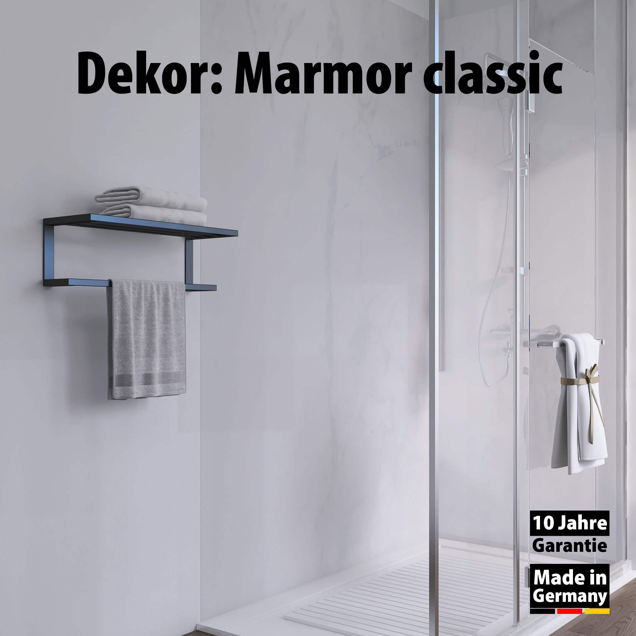 Dusche mit Duschrückwand Dekor - Wallando Marmor Classic