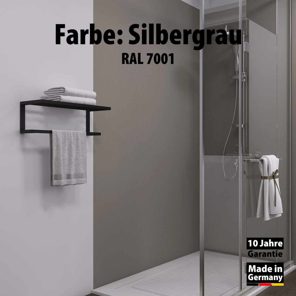 Dusche mit Duschrückwand Farbe - Wallando Silbergrau