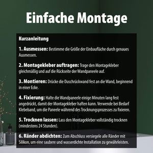 Montage Kurzanleitung für Wallando Duschrückplatten - Amazonasgrün