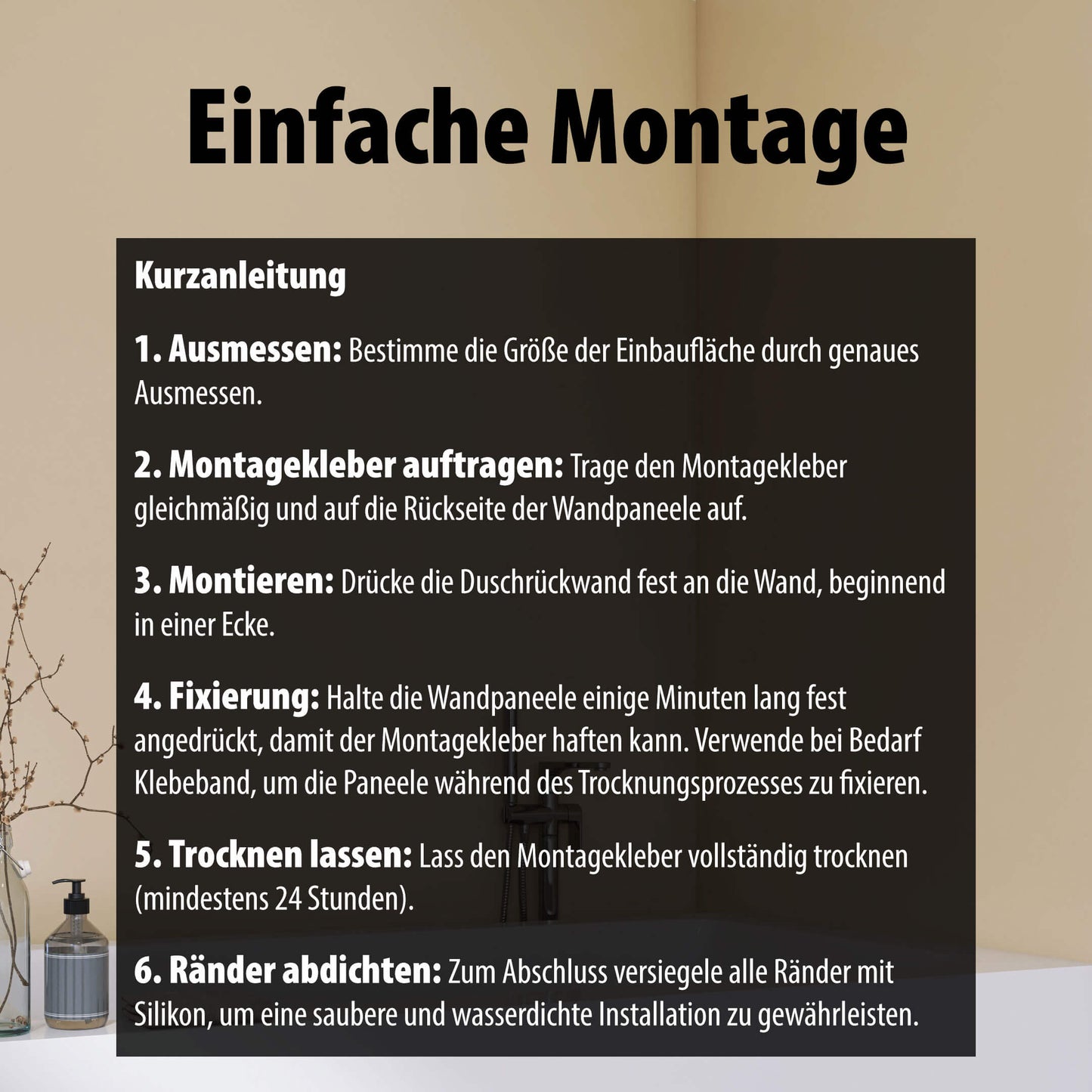 Duschrückwand Beige Creme – Zeitloses Design für moderne Badezimmer