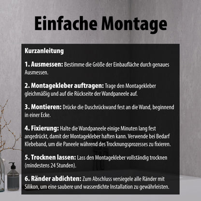 Montage Kurzanleitung für Wallando Duschrückplatten - Steingrau hell