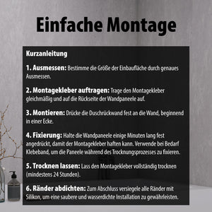 Montage Kurzanleitung für Wallando Duschrückplatten - Steingrau hell