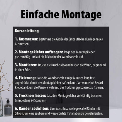 Montage Kurzanleitung für Wallando Duschrückplatten - Marmor Classic