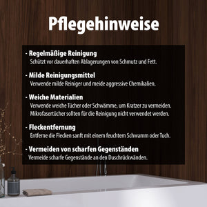 Pflegehinweise für Wallando Duschrückplatten - Eiche Catania