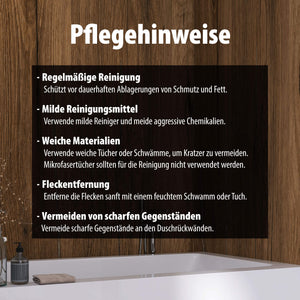 Pflegehinweise für Wallando Duschrückplatten - Schwarzwaldeiche rustikal
