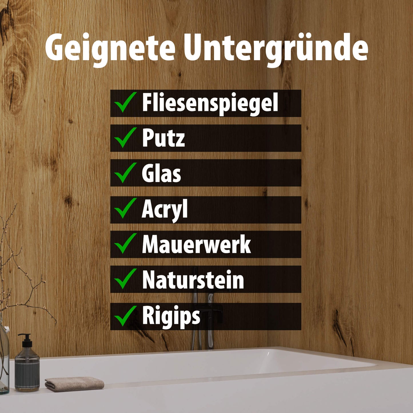 Geeignete Untergründe für Wallando Duschrückplatten - Eiche rustikal