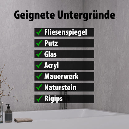 Geeignete Untergründe für Wallando Duschrückplatten - Steingrau hell