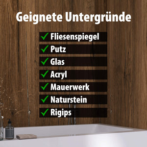 Geeignete Untergründe für Wallando Duschrückplatten - Schwarzwaldeihe rustikal