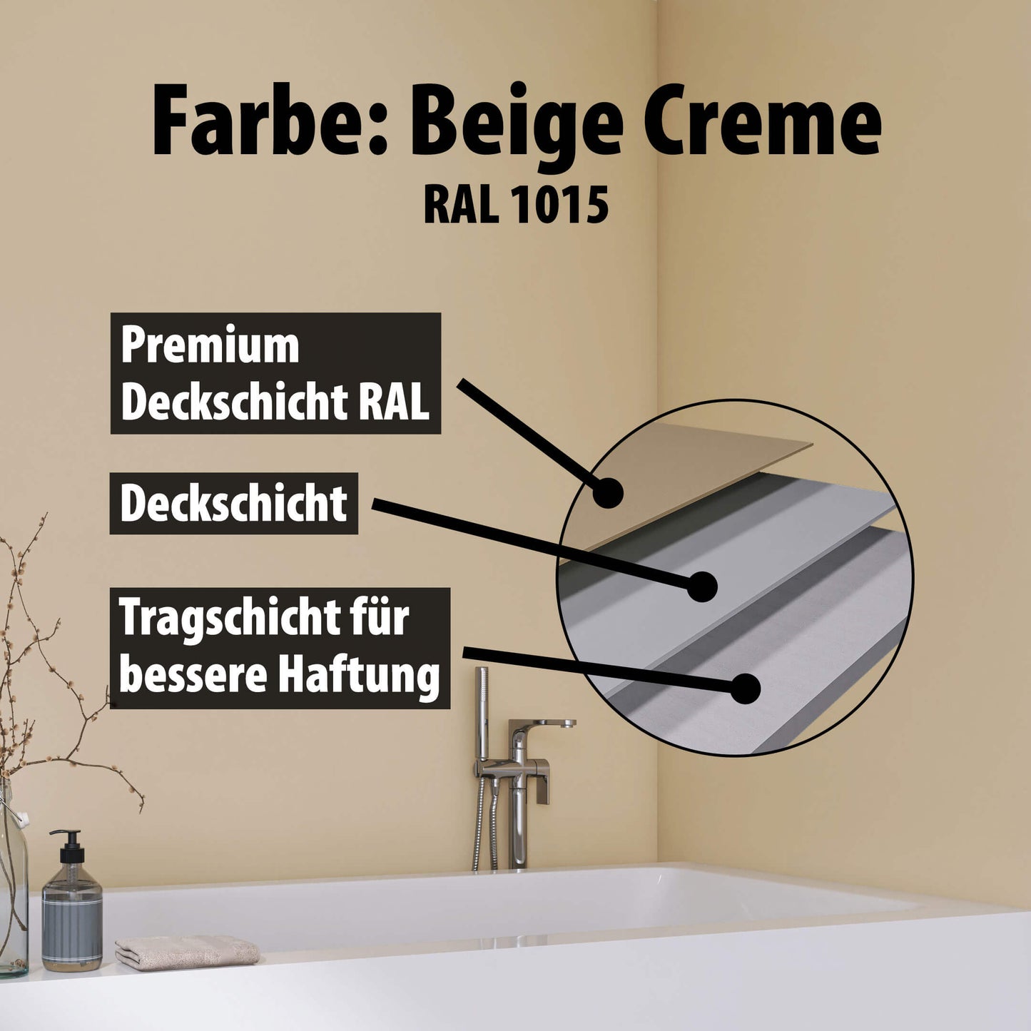Duschrückwand Beige Creme – Zeitloses Design für moderne Badezimmer