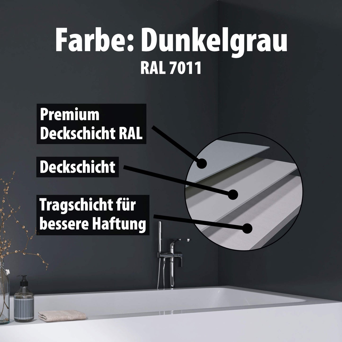 Duschrückwand Dunkelgrau – Zeitloses Design für moderne Badezimmer