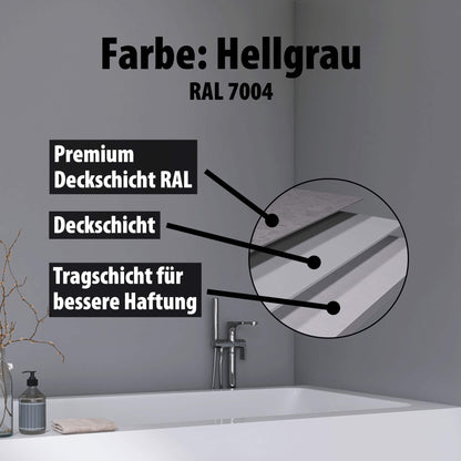 Wallando Duschrückplatten - Schichten erklärt - Hellgrau