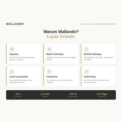 Duschrückwand Quarzstein Hell – Zeitloses Design für moderne Badezimmer