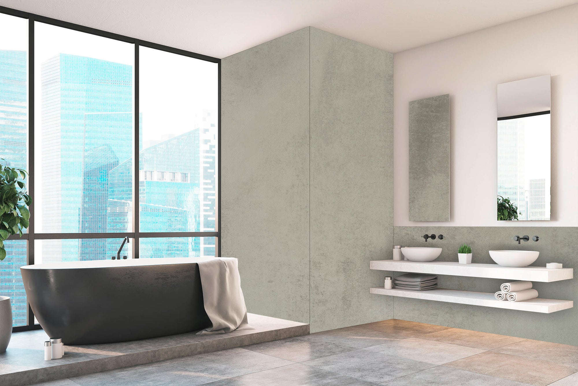 Panneau mural de douche - Béton gris (250x100cm)