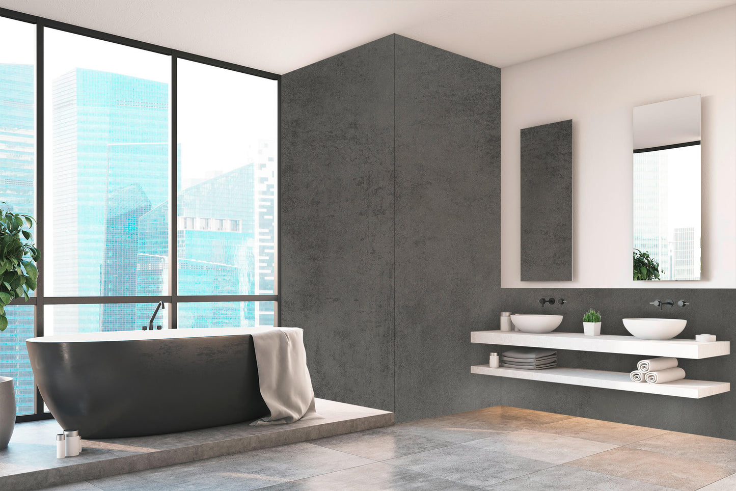Duschrückwand Beton Dunkel – Zeitloses Design für moderne Badezimmer
