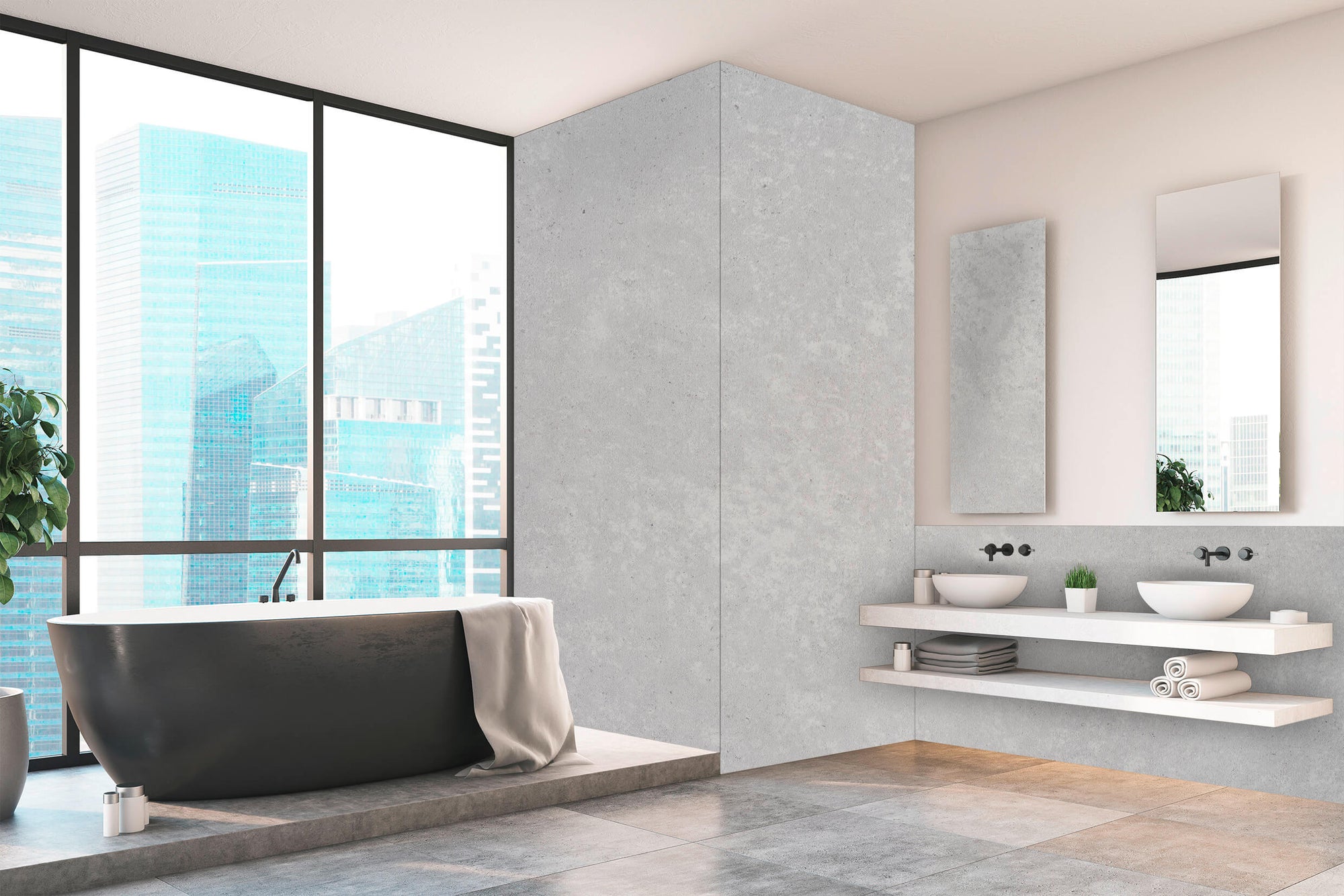 Panneau mural de douche - Gris pierre clair (250x100cm)