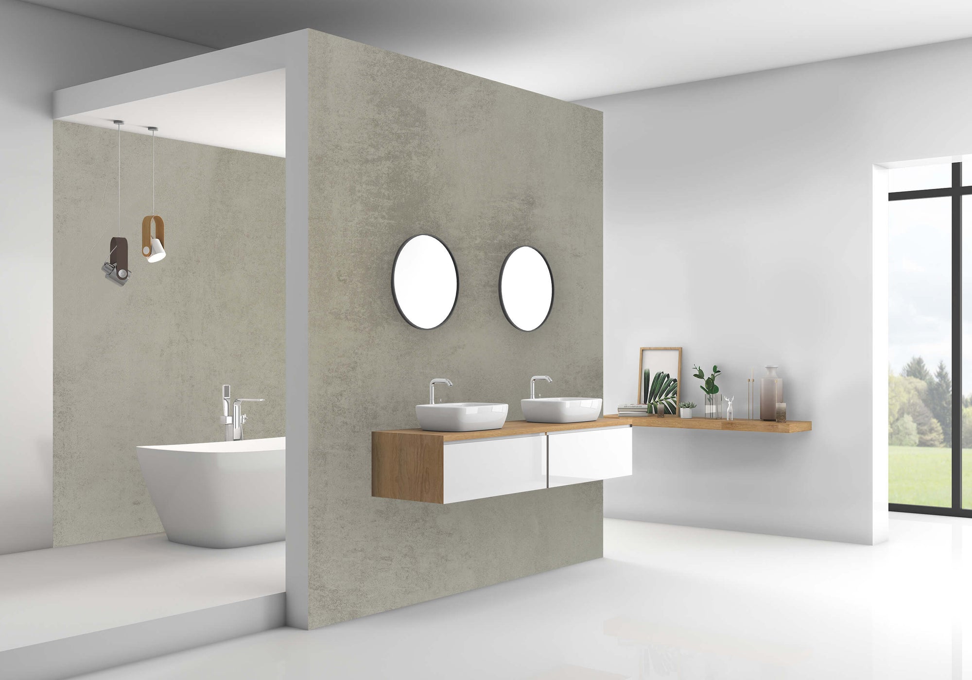 Panneau mural de douche - Béton gris (250x100cm)