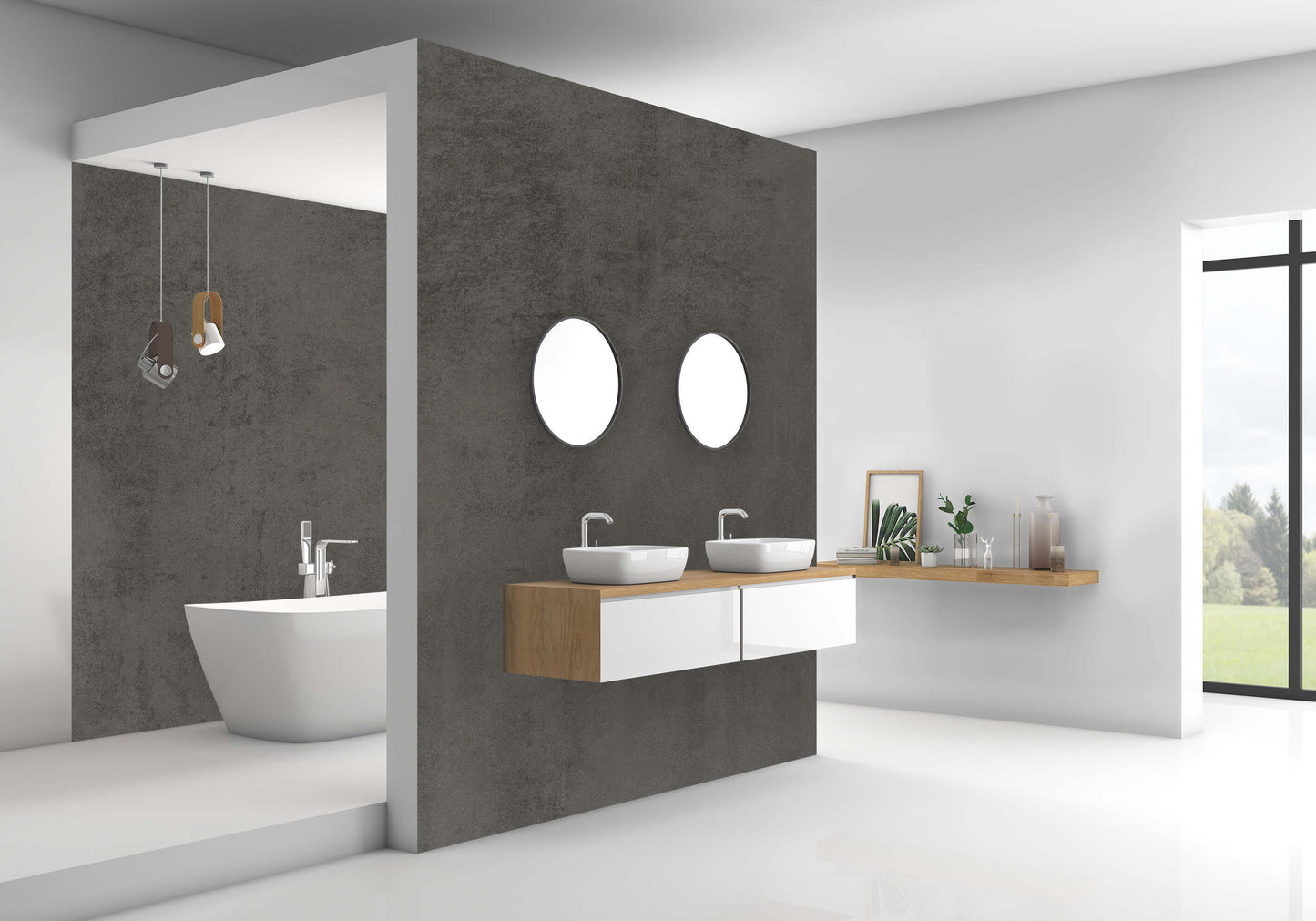 Duschrückwand Beton Dunkel – Zeitloses Design für moderne Badezimmer