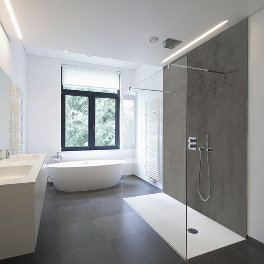 Duschrückwand Beton Dunkel – Zeitloses Design für moderne Badezimmer