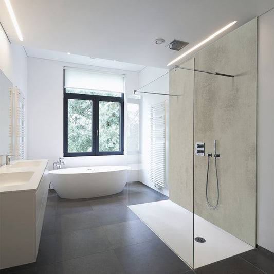 Duschrückwand Beton Grau – Zeitloses Design für moderne Badezimmer